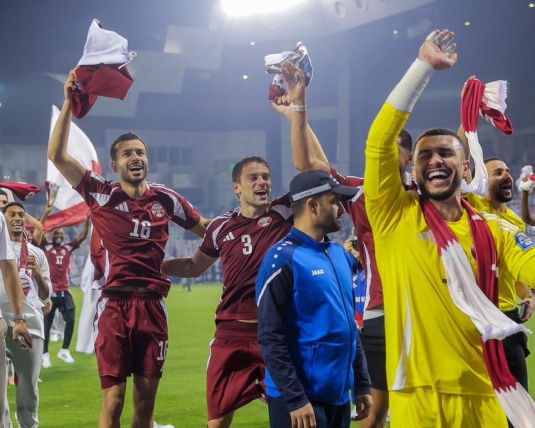 High-resolution images of the Qatar national football team for the FIFA World Cup 2026, including official squad photos and player portraits.