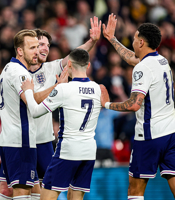 The England National team celebrating qualifying for the FIFA World Cup 2026 tournament