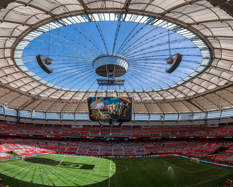 High-resolution FIFA World Cup 2026 stadium images showing BC Place in Vancouver, Canada.