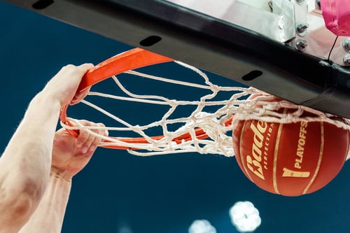 A detailed, high-quality image of a basketball, representing the comprehensive multi-sport coverage available for licensing at IMAGO.
