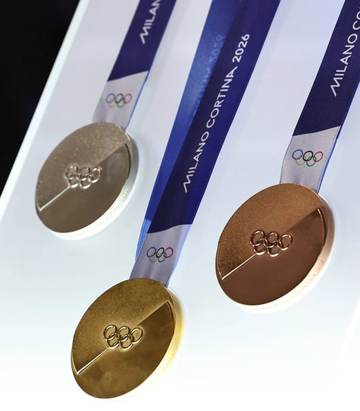 The official Milano Cortina 2026 Winter Olympic Games medals, available as professional live images for editorial use from IMAGO.
