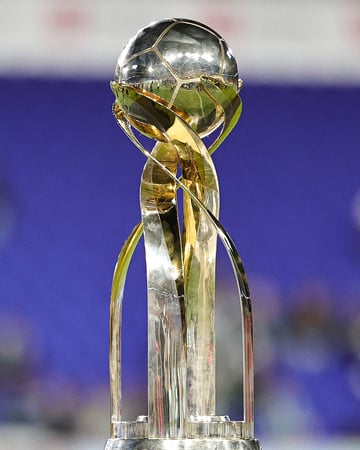 Close-up of the NWSL Championship trophy