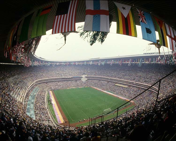 Historic crowd photo showing passionate fan culture and authentic stadium atmosphere during a men's football World Cup match.